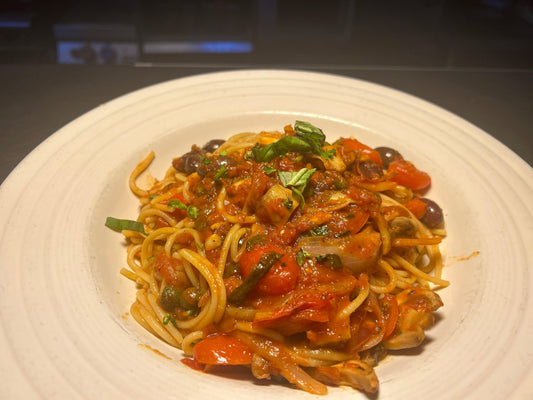 Spaghetti Puttanesca - Vincenzo's Kitchen