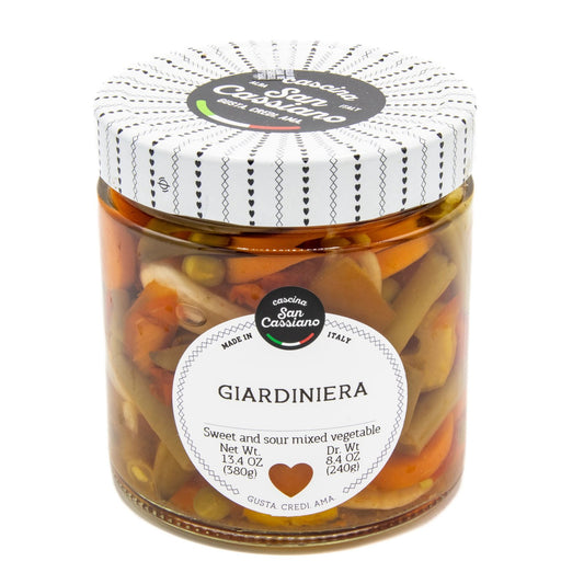 Jar of San Casciano Giardiniera on a white background